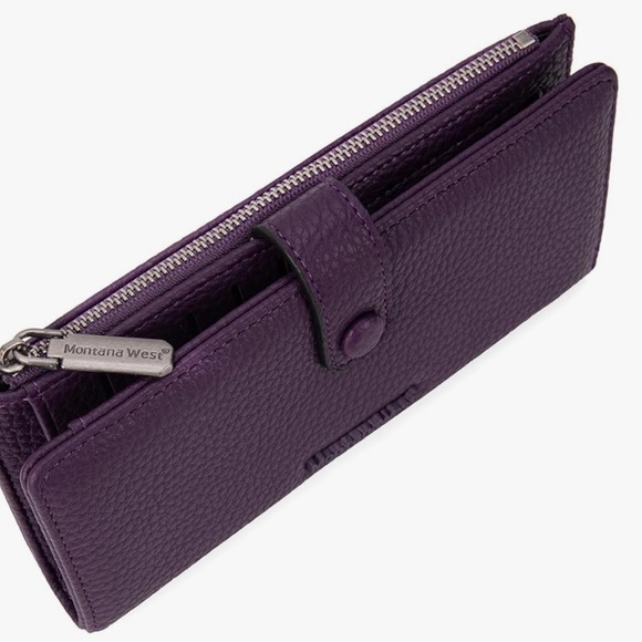 Lot of 2 Montana West Pink Wristlet Clutch & Purple Wallet - Picture 12 of 12